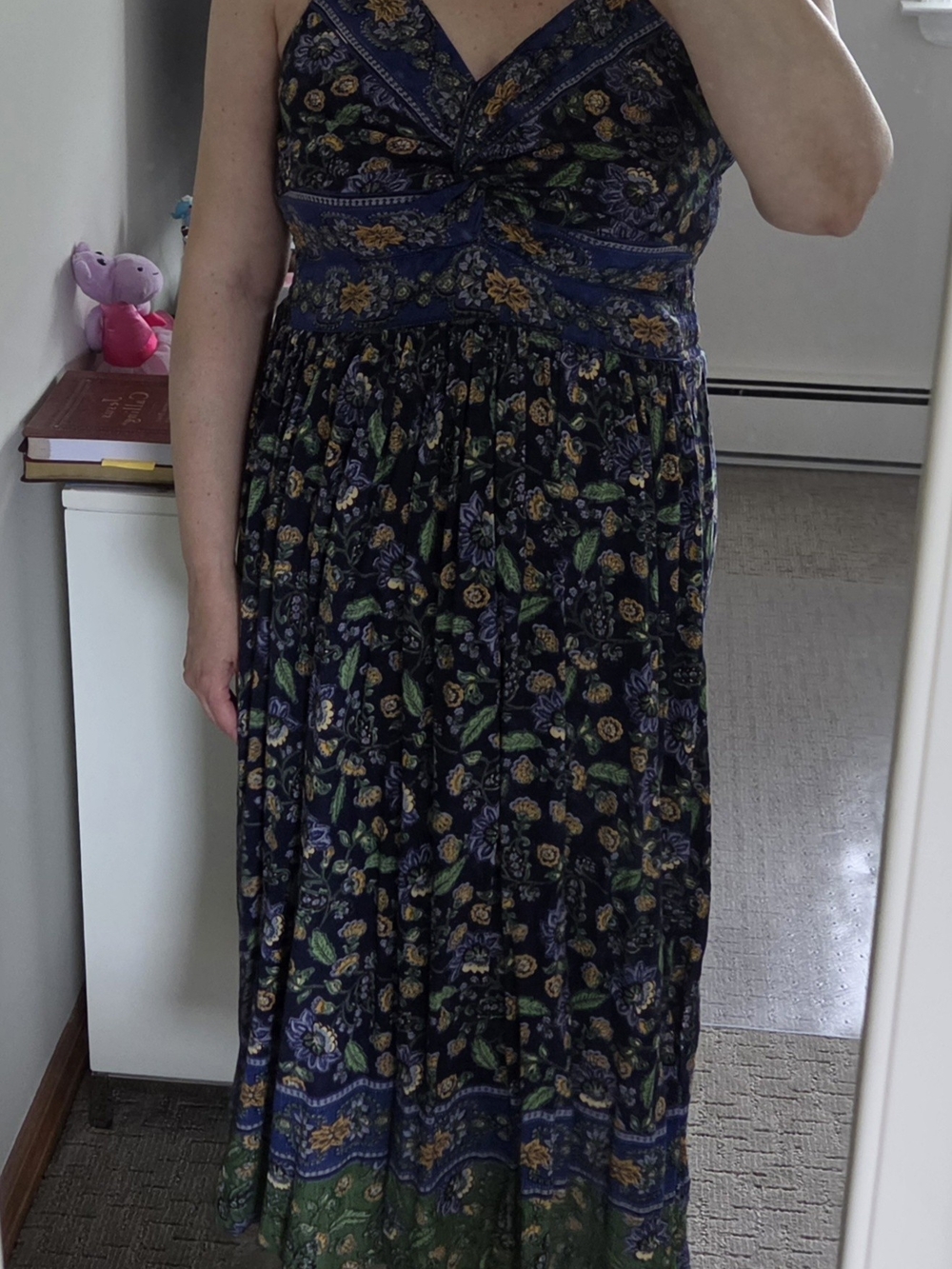 Angie Navy Floral Midi Dress(size L)